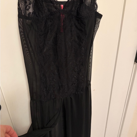 Seven til Midnight Sexy Hot Mesh Floor Length Robe Lace XL Black Lingerie - Picture 6 of 6